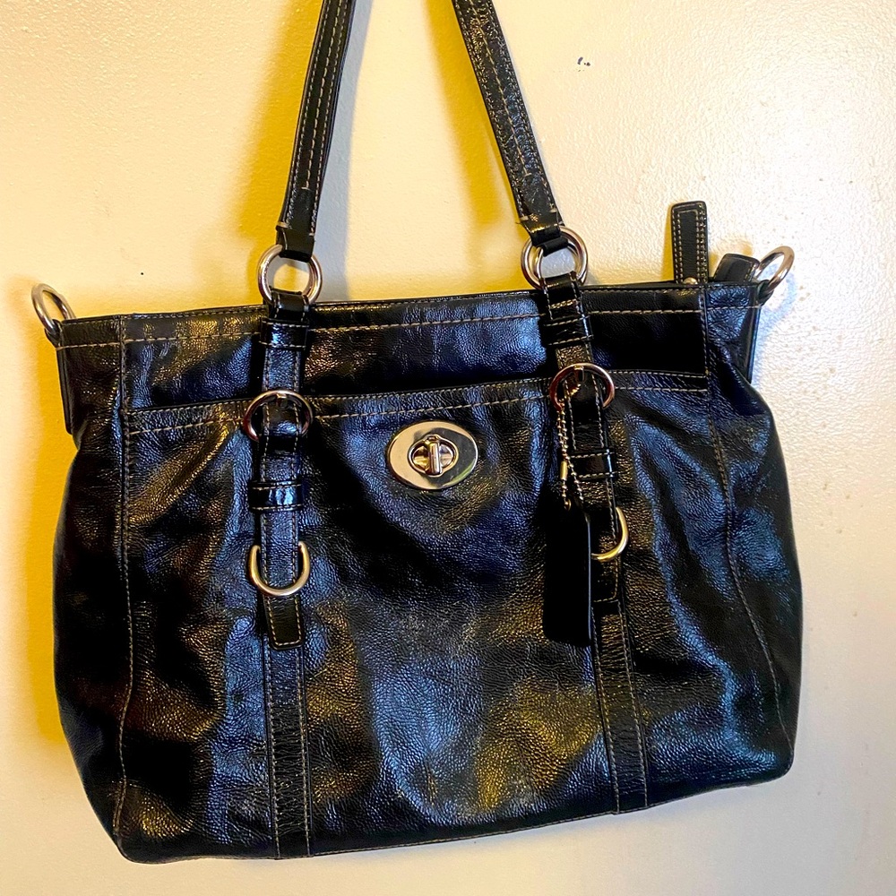 Authentic Black Leather Coach Purse Vintage
